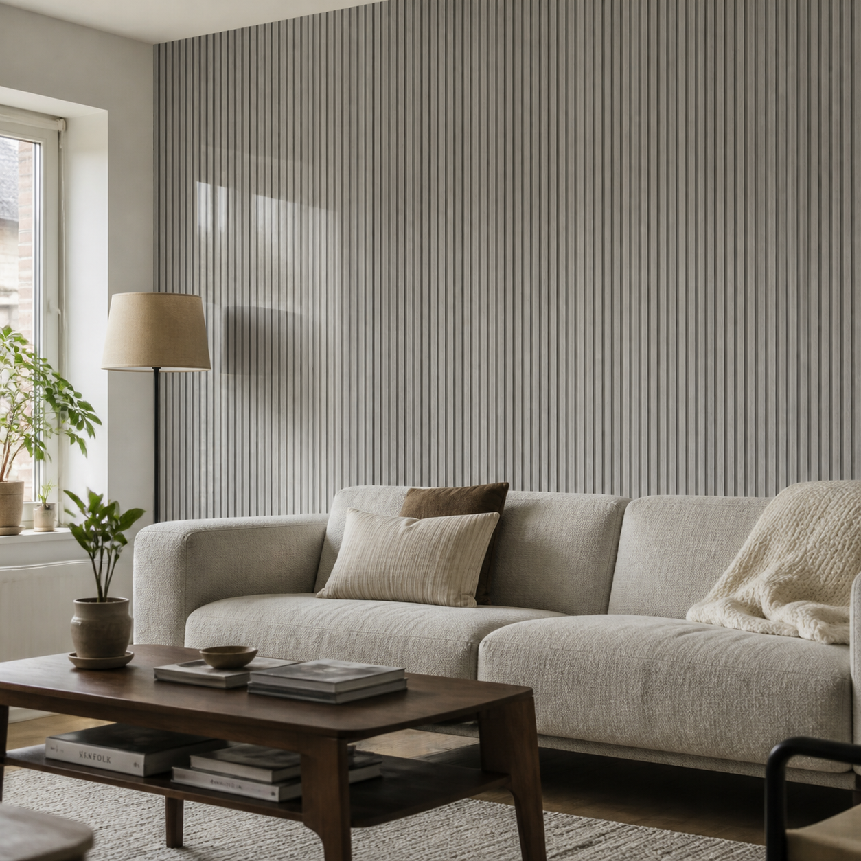 Декоративно самозалепващо фолио – Grey Ash Slats, сив ясен с ламелен ефект (120×300 см)