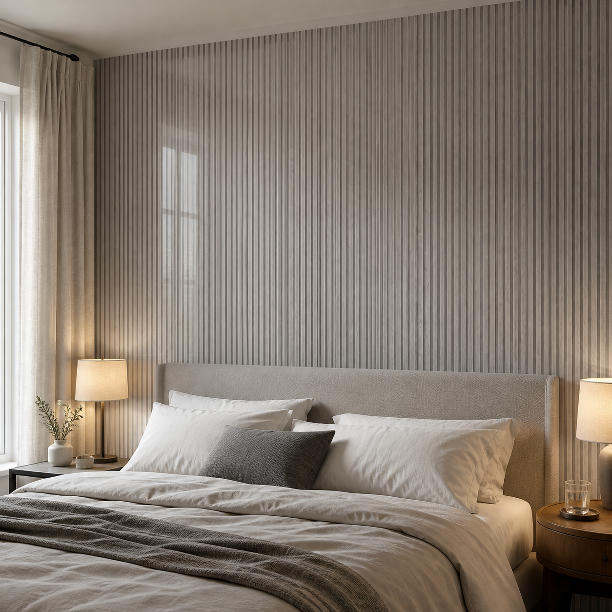 Декоративно самозалепващо фолио – Grey Ash Slats, сив ясен с ламелен ефект (120×300 см)