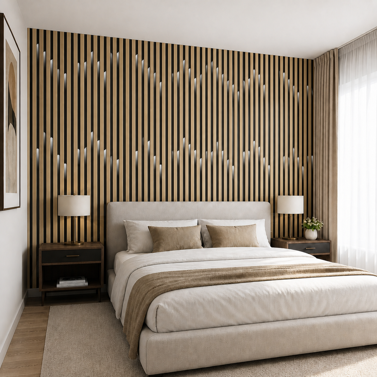 Декоративно самозалепващо фолио – Natural Oak Light Slats, натурален дъб със светлинен ефект (120×300 см)