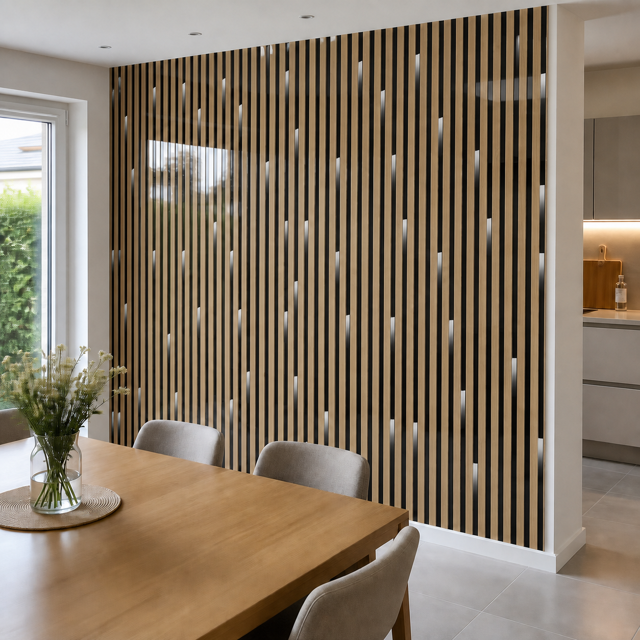 Декоративно самозалепващо фолио – Natural Oak Light Slats, натурален дъб със светлинен ефект (120×300 см)