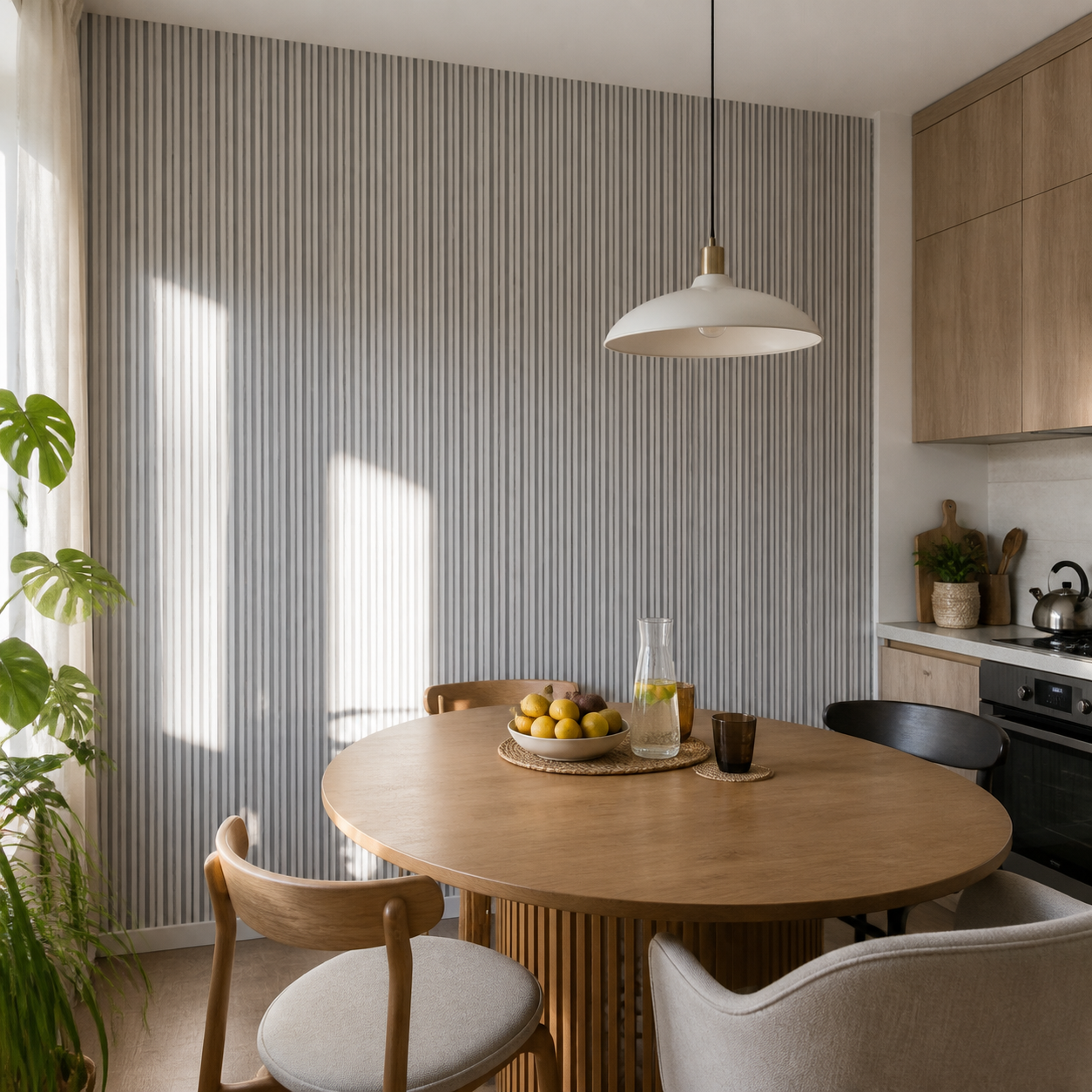Декоративно самозалепващо фолио – Grey Ash Slats, сив ясен с ламелен ефект (120×300 см)
