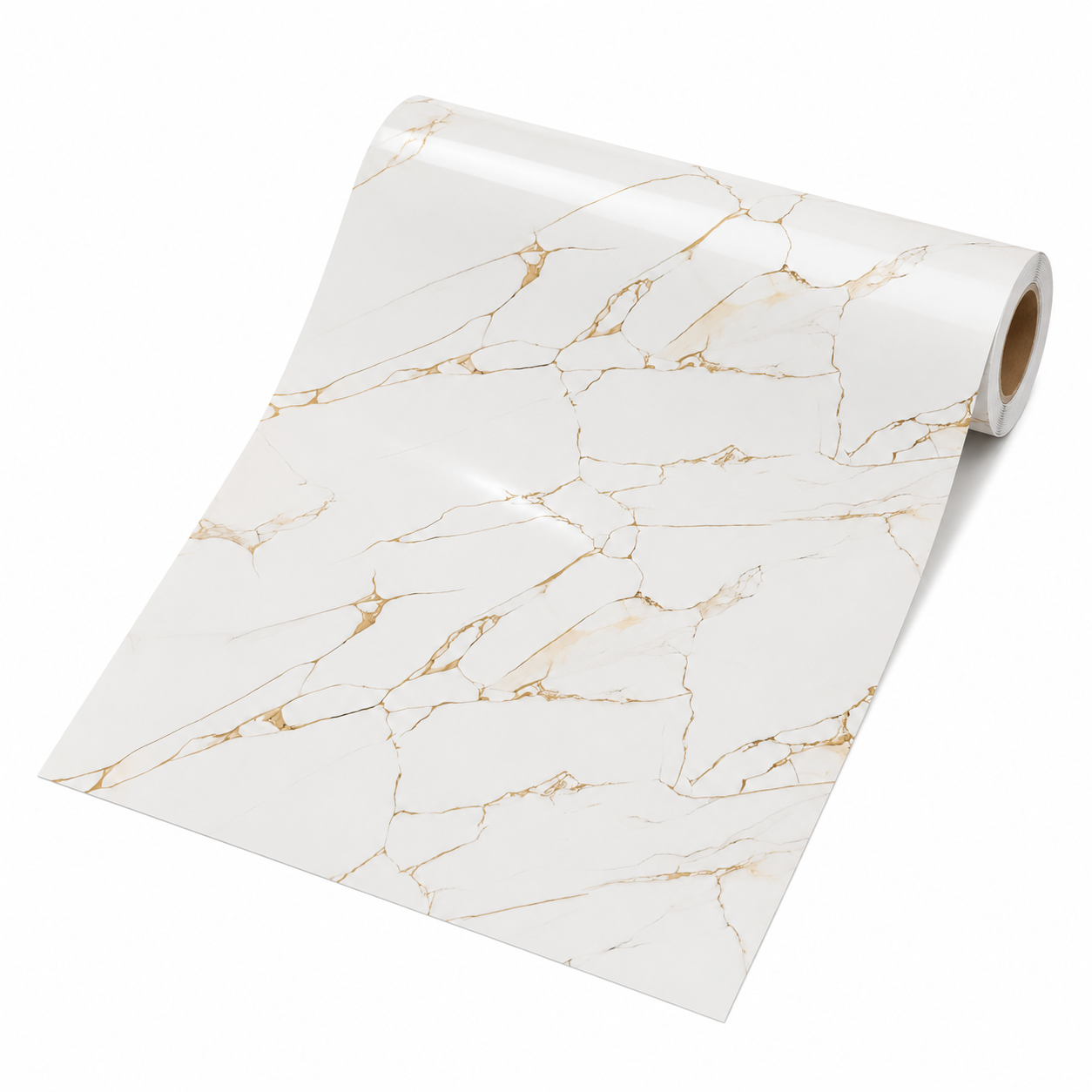 Декоративно самозалепващо фолио – Calacatta Gold Fracture, бял мрамор със златни жилки (120×300 см)
