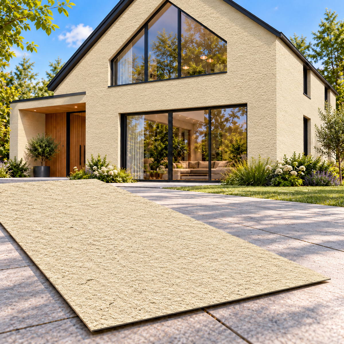 Пясъчен релеф – фасада и панел 120 × 60 см, 2.5 мм – визуализация